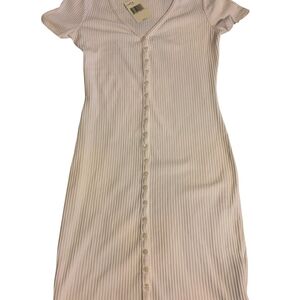 Guess White Striped Midi Dress